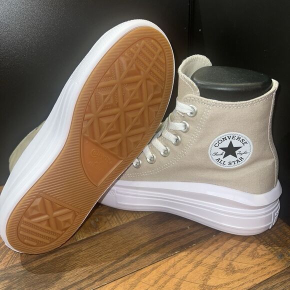 Converse Chuck Taylor All Star Move Platform High Beach Stone Sneakers A04365C - Picture 4 of 5